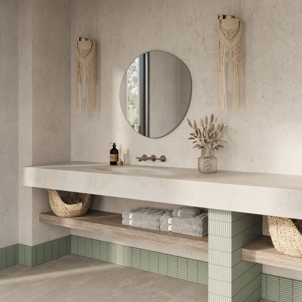 Lifestyle image of Oslo Organic Brushed Bronze mirror 800mm